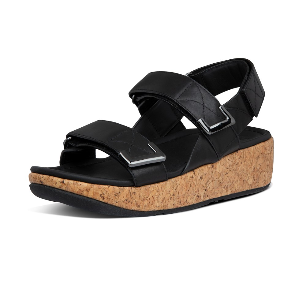 Fitflop Womens Sandals Black - Remi Adjustable Leather - 04EQYADMT